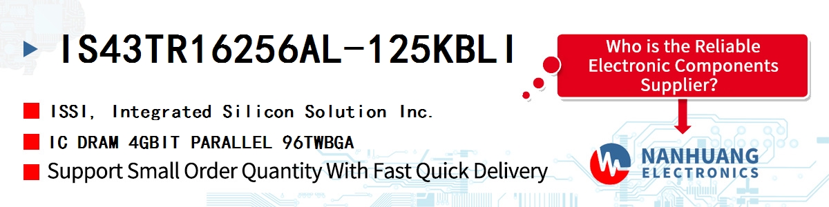 IS43TR16256AL-125KBLI ISSI IC DRAM 4GBIT PARALLEL 96TWBGA