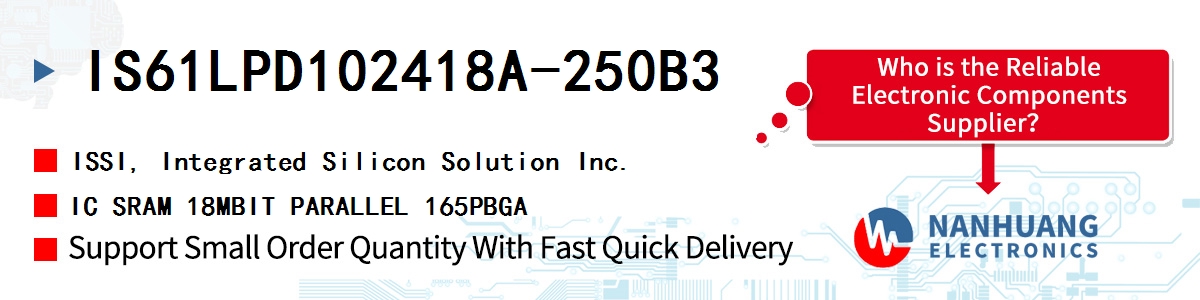 IS61LPD102418A-250B3 ISSI IC SRAM 18MBIT PARALLEL 165PBGA