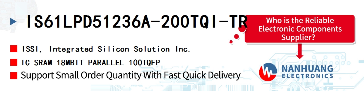 IS61LPD51236A-200TQI-TR ISSI IC SRAM 18MBIT PARALLEL 100TQFP