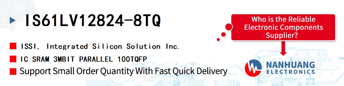 IS61LV12824-8TQ ISSI IC SRAM 3MBIT PARALLEL 100TQFP