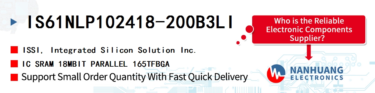 IS61NLP102418-200B3LI ISSI IC SRAM 18MBIT PARALLEL 165TFBGA