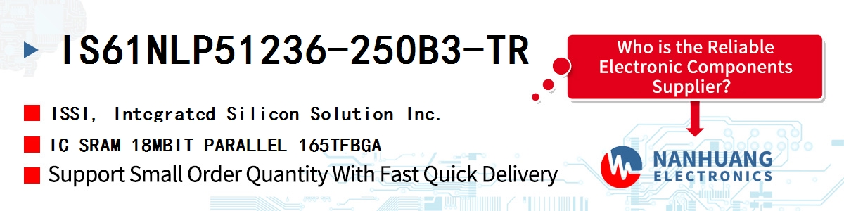 IS61NLP51236-250B3-TR ISSI IC SRAM 18MBIT PARALLEL 165TFBGA