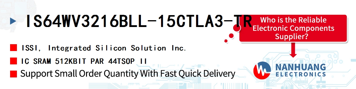 IS64WV3216BLL-15CTLA3-TR ISSI IC SRAM 512KBIT PAR 44TSOP II