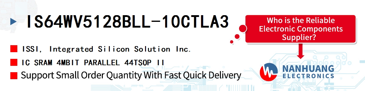 IS64WV5128BLL-10CTLA3 ISSI IC SRAM 4MBIT PARALLEL 44TSOP II