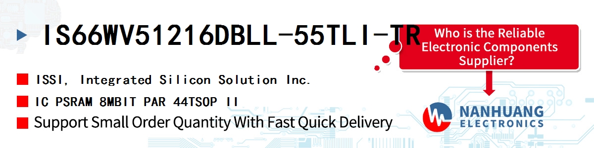 IS66WV51216DBLL-55TLI-TR ISSI IC PSRAM 8MBIT PAR 44TSOP II